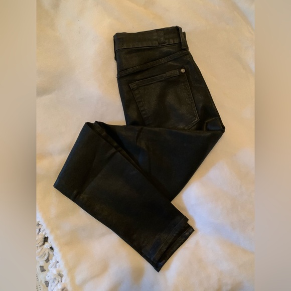 NWOT 7 FOR ALL MANKIND B(AIR) High Waisted Ankle Skinny Jean in Coated Black 27 - Picture 7 of 16